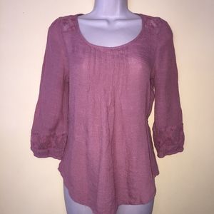 EAM gauze 3/4 sleeve/tie back top! CUTE/M